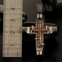 Silver Cross Pendant, Mens Cross Sterling Silver Handmade Pendant, Silver and copper Handmade Cross Pendant, Cross Jewelry, P-142
