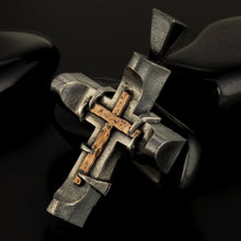 Silver Cross Pendant, Mens Cross Sterling Silver Handmade Pendant, Silver and copper Handmade Cross Pendant, Cross Jewelry, P-142