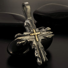 Mens Cross necklace, Silver and copper,P-125