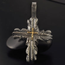 Mens Cross necklace, Silver and copper,P-125
