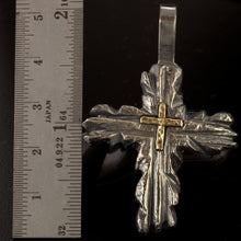 Mens Cross necklace, Silver and copper,P-125