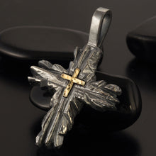 Mens Cross necklace, Silver and copper,P-125