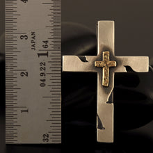 Mens Cross Pendant, Silver and 14K solid Gold Handmade Cross Pendant, Mens Cross Silver Handmade Pendant, Cross Jewelry, P-150