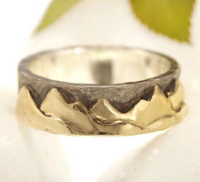 Men ring, Mountain Ring, 14K Gold and Silver -1288