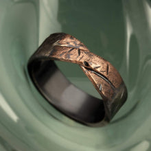 Rustic men's Copper ring, Unique men's wedding band, Twisted Ring, Copper Fine Silver Knot ring, Unique Wedding ring, Gift for men, RS-1209