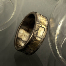 Mens Gold and Silver Wedding Band, Mens Engagement Ring, 14K solid Yellow Gold Ring, Mens Wedding Ring, Unique Mens ring, RS-1248