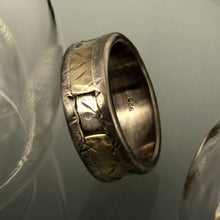 Mens Gold and Silver Wedding Band, Mens Engagement Ring, 14K solid Yellow Gold Ring, Mens Wedding Ring, Unique Mens ring, RS-1248