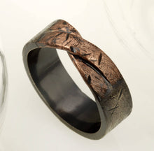 Rustic men's Copper ring, Unique men's wedding band, Twisted Ring, Copper Fine Silver Knot ring, Unique Wedding ring, Gift for men, RS-1209
