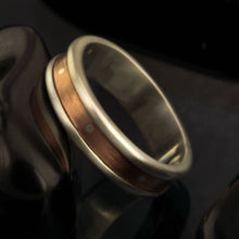 Men rings silver, Mens Wedding Band, Wide Silver Ring, Silver and Copper Ring, Rustic Mans Band, Man Engagement ring, Textured Ring, RS-1246