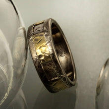 Mens Gold and Silver Wedding Band, Mens Engagement Ring, 14K solid Yellow Gold Ring, Mens Wedding Ring, Unique Mens ring, RS-1248