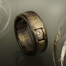 Mens Gold and Silver Wedding Band, Mens Engagement Ring, 14K solid Yellow Gold Ring, Mens Wedding Ring, Unique Mens ring, RS-1248