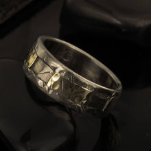 Mens Gold and Silver Wedding Band, Mens Engagement Ring, 14K solid Yellow Gold Ring, Mens Wedding Ring, Unique Mens ring, RS-1248