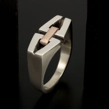 Unique Men Ring, Artisan Men Silver Band, Two Tone Silver Copper ring, Black Man Ring, Gift for men,  RS-1200