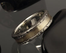 Black Man's Ring, Man's Silver Band, Men's Wedding Band, 14K gold and silver,   RS-1266