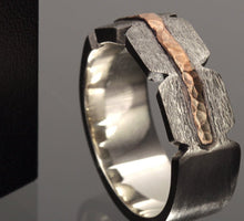 Men's silver Ring, Rustic men's ring, Rustic Mens Wedding ring, Men's Engagement Ring, Silver Copper Ring, RS-1264