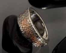 Unique Men's Wedding Band, Rustic Silver Copper Men's Ring, Two Tone Ring, Men's Bohemian Band, Casual ring, 1265