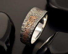 Unique Men's Wedding Band, Rustic Silver Copper Men's Ring, Two Tone Ring, Men's Bohemian Band, Casual ring, 1265