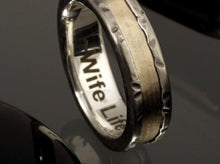 Black Man's Ring, Man's Silver Band, Men's Wedding Band, 14K gold and silver,   RS-1266