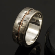 Mans silver ring, Mens Wedding Band, Rustic Men Ring, 8 mm Silver Copper Ring, Mens wedding Ring, Mixed metal, RS-1270