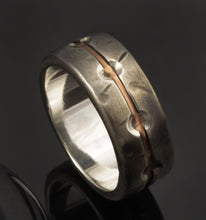 Mans silver ring, Mens Wedding Band, Rustic Men Ring, 8 mm Silver Copper Ring, Mens wedding Ring, Mixed metal, RS-1270