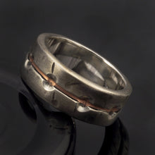 Mans silver ring, Mens Wedding Band, Rustic Men Ring, 8 mm Silver Copper Ring, Mens wedding Ring, Mixed metal, RS-1270