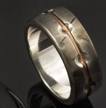 Mans silver ring, Mens Wedding Band, Rustic Men Ring, 8 mm Silver Copper Ring, Mens wedding Ring, Mixed metal, RS-1270