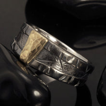 Man wedding ring, Mens engagement ring, Sterling Silver mans Wedding Ring, 14K Gold and Silver, Wide Man's ring, RS-1283