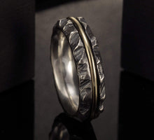 Men gold ring, Mens engagement ring, Man wedding band, Men Solid Gold ring, Mens Engagement ring, 14K gold and silver,   RS-1285