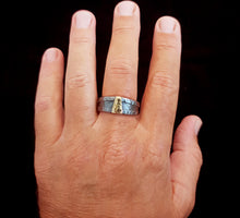 Man wedding ring, Mens engagement ring, Sterling Silver mans Wedding Ring, 14K Gold and Silver, Wide Man's ring, RS-1283