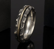 Men gold ring, Mens engagement ring, Man wedding band, Men Solid Gold ring, Mens Engagement ring, 14K gold and silver,   RS-1285