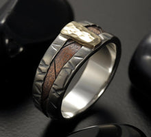 Unique Mens ring Silver 14K Gold & Copper, -1291