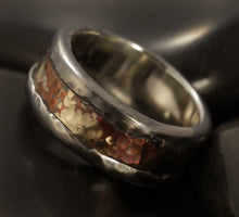 Men Ring, Silver Copper and Gold, Mens Wedding Ring, Rustic Wedding Band, Gift for him, Two Tone Ring, RS-1294