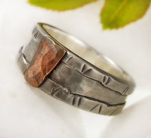 Rustic mens ring, Mens Silver Ring, Unique man ring, Mens Engagement Ring, Silver Copper Ring, RS-1295