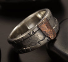 Rustic mens ring, Mens Silver Ring, Unique man ring, Mens Engagement Ring, Silver Copper Ring, RS-1295
