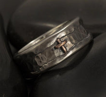 Rustic silver mens ring, -1297