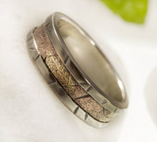 Men Wedding Band, Men wedding Ring, Silver copper & 14K Gold, Anniversary Ring, Engagement Ring, Mens Ring,  RS-1292