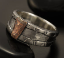Rustic mens ring, Mens Silver Ring, Unique man ring, Mens Engagement Ring, Silver Copper Ring, RS-1295