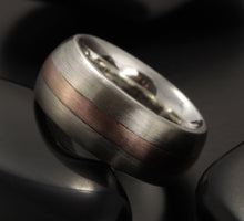 Rustic Men's wedding Band, Men's Wedding Ring, Silver Copper Ring, Wide Men Wedding Band, 8 mm Ring, Comfort Fit Ring , Men's Gift, RS-1233