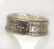 Rustic silver mens ring, -1297