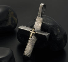 Cross Pendant, Silver and 14K Gold  P-120