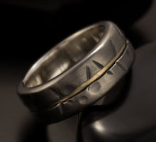 Rustic Men ring, Men 14K Gold  Ring,  Men Engagement Ring, Men's Silver & Gold Ring,  1081