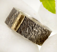 Mens Band, 14K Solid Gold and Silver, Mixed metal, Men ring, Unique Man ring, Mens Wedding Band, RS-1260