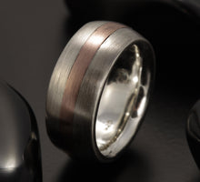 Rustic Men's wedding Band, Men's Wedding Ring, Silver Copper Ring, Wide Men Wedding Band, 8 mm Ring, Comfort Fit Ring , Men's Gift, RS-1233