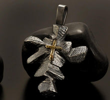 14K Gold and Silver Cross Pendant, P-119