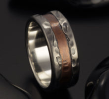 Rustic mans ring Mens ring, Silevr Mens Ring, Mens Wedding band, Mens Engagement Ring, Men's Silver Copper Ring,  RS-1191