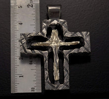 Mens Cross Pendant Silver and 14K Gold P-122