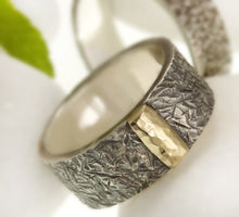 Mens Band, 14K Solid Gold and Silver, Mixed metal, Men ring, Unique Man ring, Mens Wedding Band, RS-1260