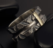Mens ring, 14K Gold and Silver, Man ring, Unique man ring, Man engagement ring, Silver mens ring, Man wedding ring,  RS-1301