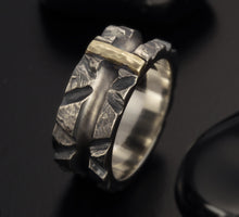 Mens ring, 14K Gold and Silver, Man ring, Unique man ring, Man engagement ring, Silver mens ring, Man wedding ring,  RS-1301