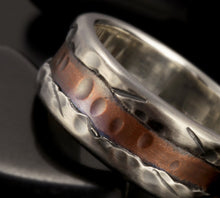 Rustic mans ring Mens ring, Silevr Mens Ring, Mens Wedding band, Mens Engagement Ring, Men's Silver Copper Ring,  RS-1191